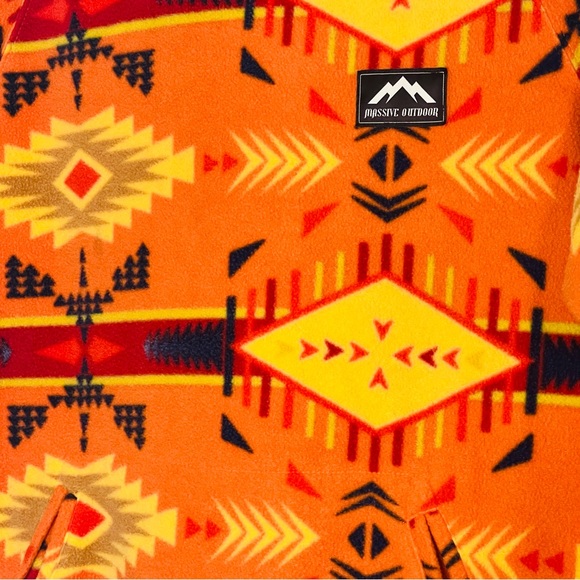 Massive Outdoor Fleece Sweater Aztec Orange Size Men's Small Women's Large - Picture 4 of 6